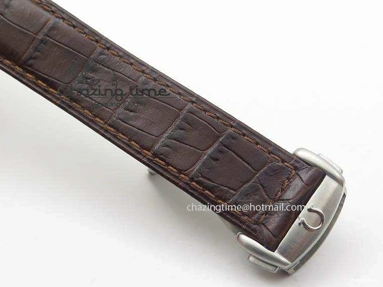 0214 Sporty Globemaster Master Chronometer SS RG V6F Best Edition Black Dial On Brown Leather Strap A 8270